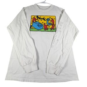 Keith Haring Ripple Junction White Long Sleeve Graphic T-Shirt Mens Medium
